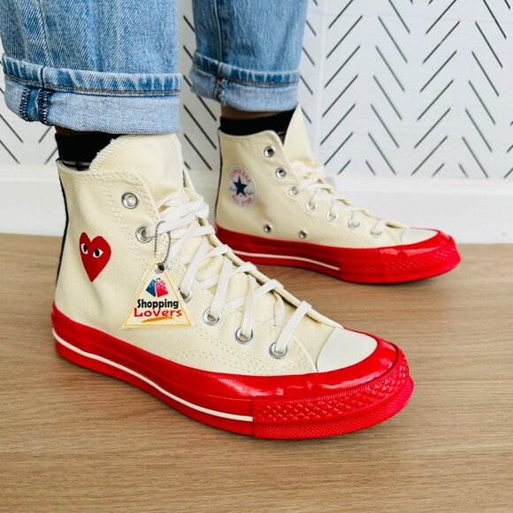 ❤️Converse Chuck All Star 70 Hi Comme des Garcons PLAY 10.5 Womens Shoes A01794C - Picture 2 of 13